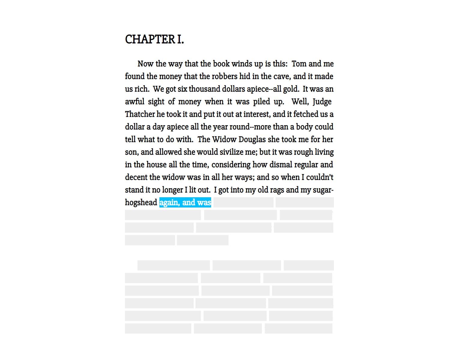 A screenshot of the game allowing to speed read a book page per page.
